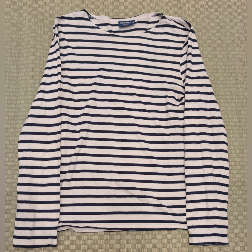 Saint James Navy and White Striped Long Sleeve Tee